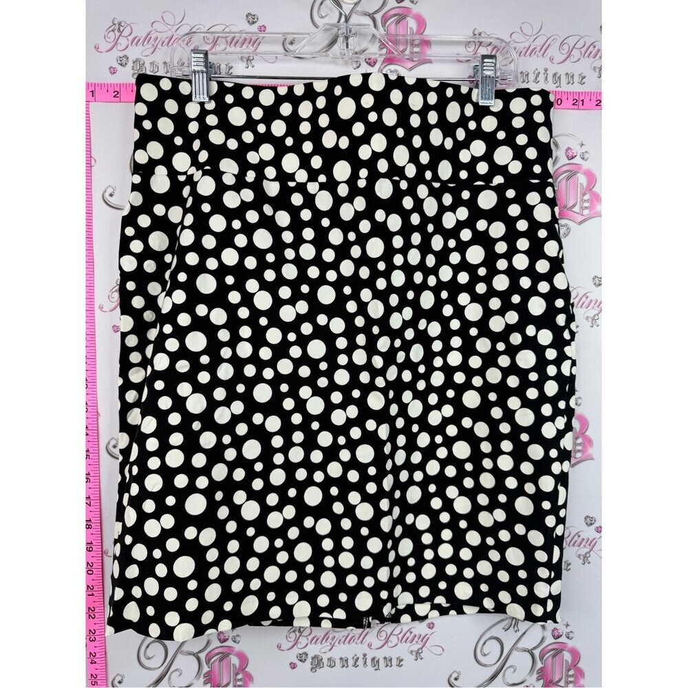 Lily Morgan skirt pencil dotted white black Polka Dot Black Pencil Skirt